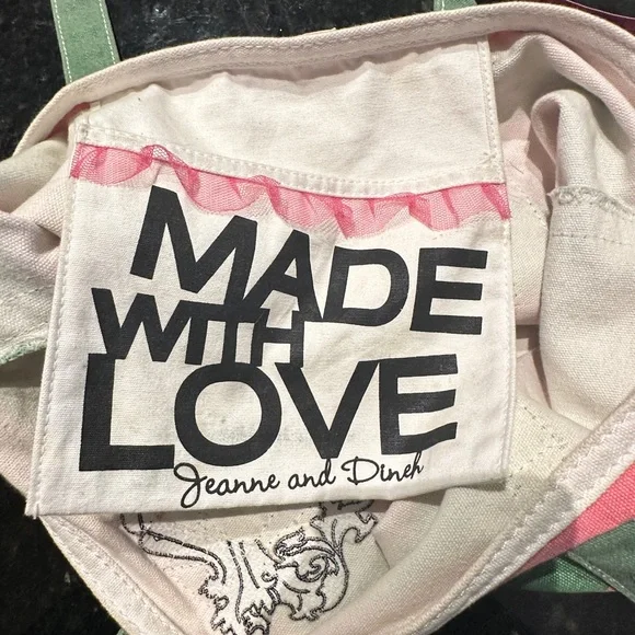 Goldie Pink and Green Canvas  Striped Tote Made With Love - Picture 13 of 13